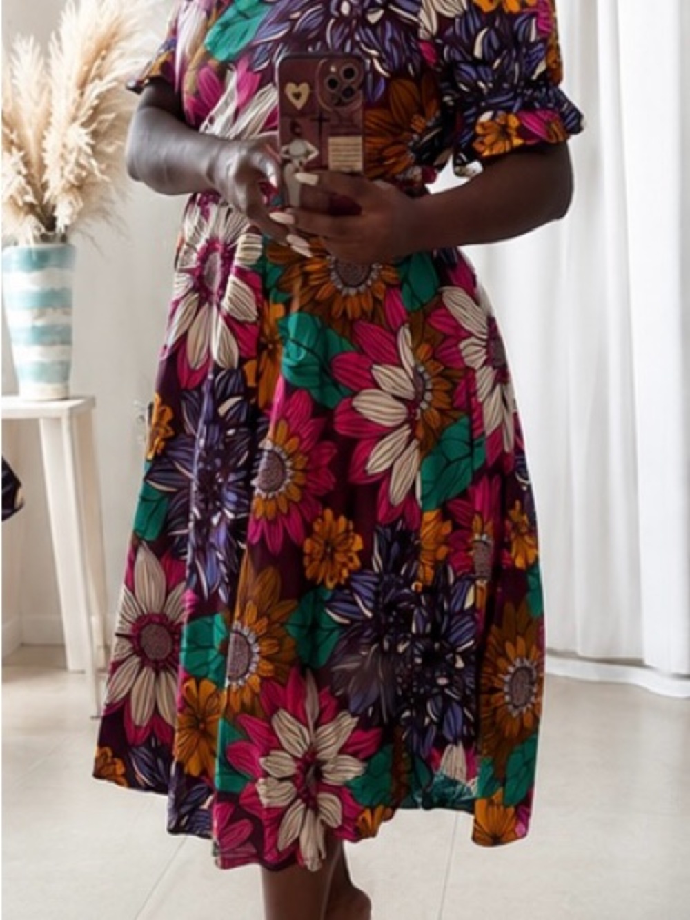 Floral Midi Dress in Multicolor